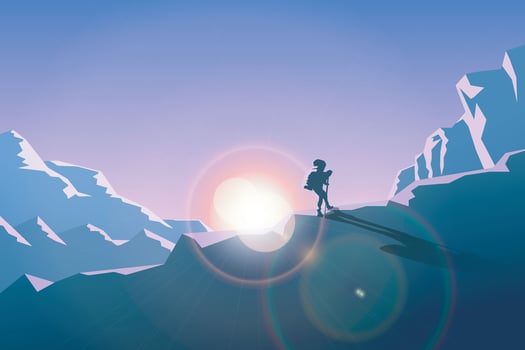 mountains at sunset vector
