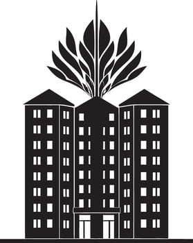 Architectural Splendor Apartment Building in Black Cityscape Majesty Unveiled Apartment Complex vector
