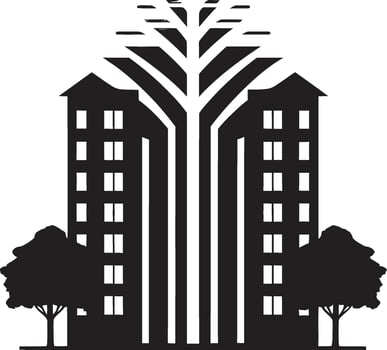 Modern High Rise Icon Black Vector Design Majestic Apartment Living Black Emblem