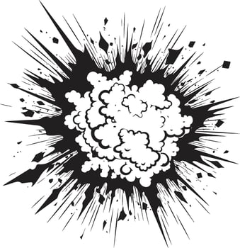 Pow Action Packed Comic Explosion Design Iconic Boom Black Emblem Design vector