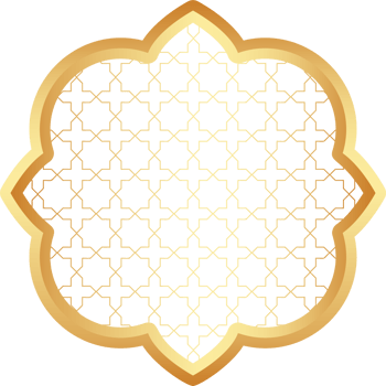 Islamic golden frame shape. Ramadan window with ornament. Oriental decoration design. Arabian traditional element png