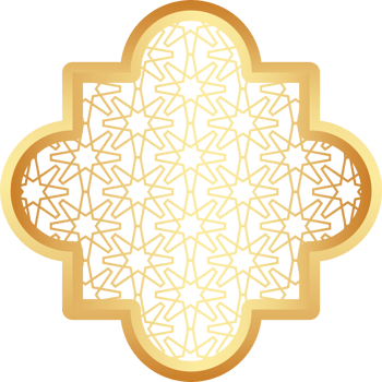 Islamic golden frame shape. Ramadan window with ornament. Oriental decoration design. Arabian traditional element png