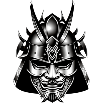Samurai war mask shirt design. AI Generative png