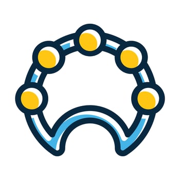 Tambourine Vector Thick Line Filled Dark Colors