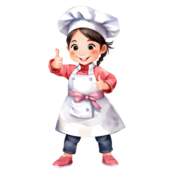Cute Little Chef Girl Gives Enthusiastic Thumbs Up Isolated Transparent Illustration png