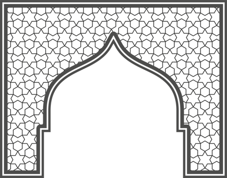 Islamic frame with arch and ornament. Ramadan gate for wedding invitation design. Oriental decoration png