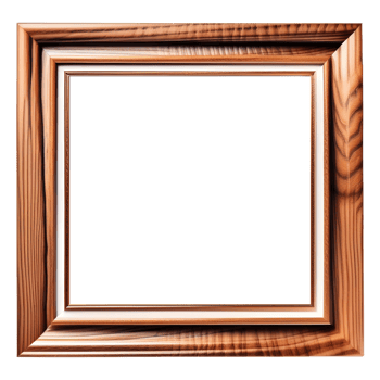 Brown Wooden Frame Isolated on Transparent Background. AI Generative png