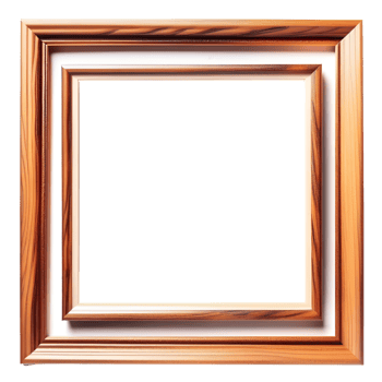 Brown Wooden Frame Isolated on Transparent Background. AI Generative png