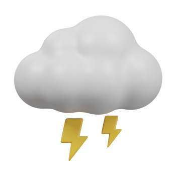 Cloud with lightning thunder 3d icon. png