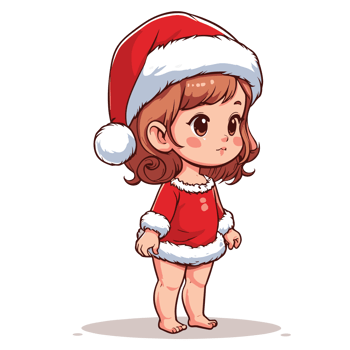 Cute Baby Girl Wearing Santa Hat - Ai Generative png