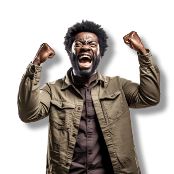 young afro american man happy and excited celebrating success PNG AI Generated