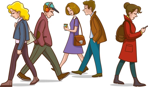 vector illustration of people walking on the street