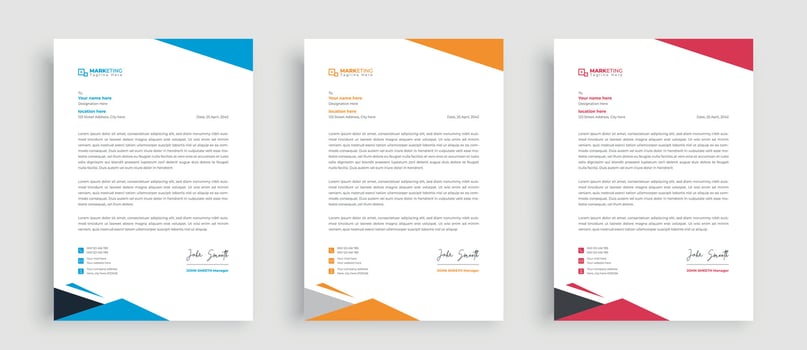 Corporate modern letterhead design template, company professional informative newsletter vector