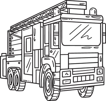 Firefighter Truck Isolated Coloring Page Coloring vector