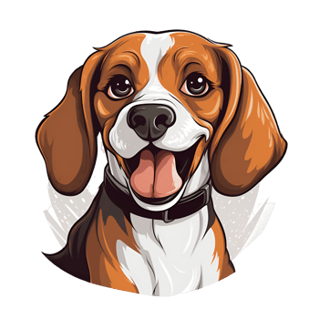 Beagle Dog Puppy Cartoon Style Logo Painting Drawing Illustration No Background Perfect for Print on Demand Merchandise AI Generative png