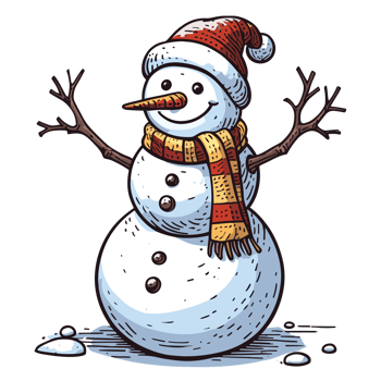 Beautiful Christmas Snowman Clipart - Ai Generative png