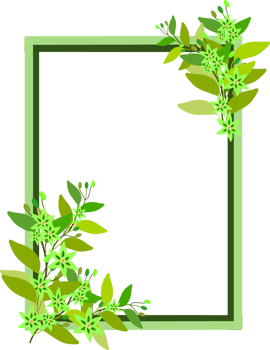 Spring floral frame with flowers branches clipart. Rectangle border with flower and leaves png