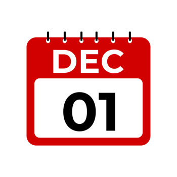 december 1 calendar reminder. 1 december daily calendar icon template. Calendar 1 december icon Design template png