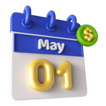 May 1st Calendar 3D With Dollar Symbol png