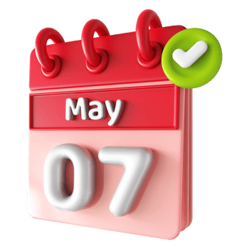 May 7th Calendar 3D With Check Mark Icon png