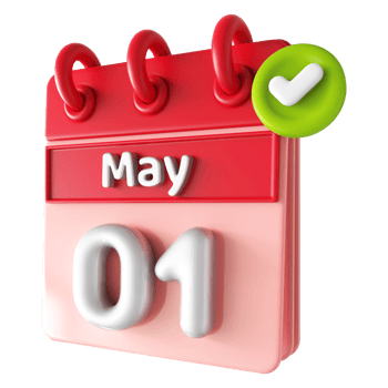May 1st Calendar 3D With Check Mark Icon png