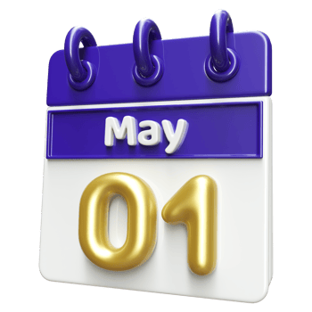 May 1st Calendar 3D Render png