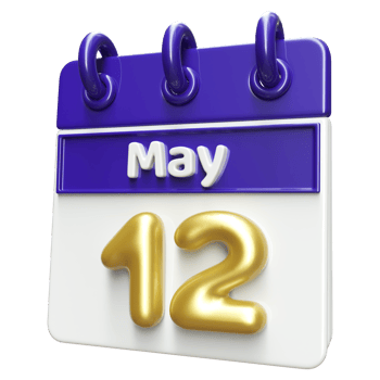 May 12th Calendar 3D Render png