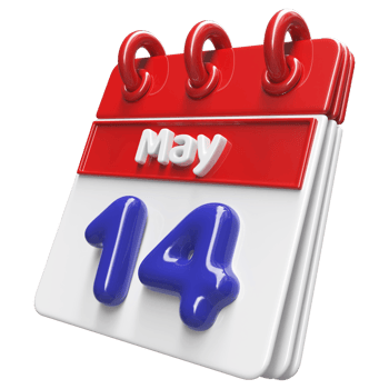 May 14th Calendar 3D Render png