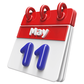 May 11th Calendar 3D Render png