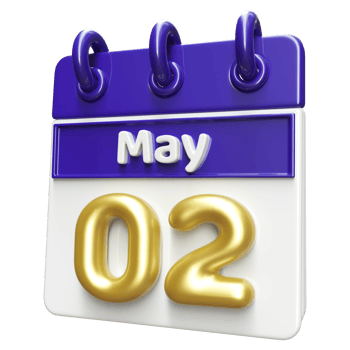 May 2nd Calendar 3D Render png