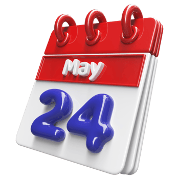 May 24th Calendar 3D Render png