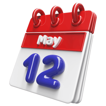 May 12th Calendar 3D Render png