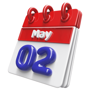 May 2nd Calendar 3D Render png