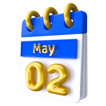 May 2nd Calendar 3D Render png
