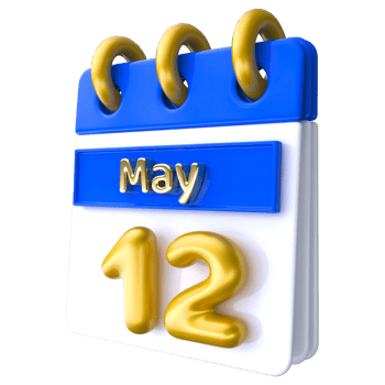 May 12th Calendar 3D Render png