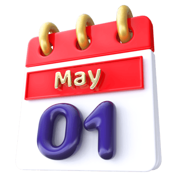 May 1st Calendar 3D Render png