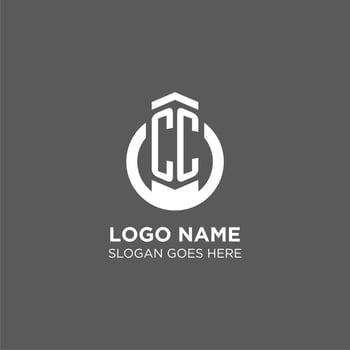 Initial CC circle round line logo, abstract company logo design ideas vector