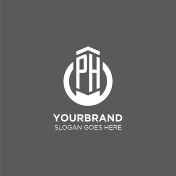 Initial PH circle round line logo, abstract company logo design ideas vector