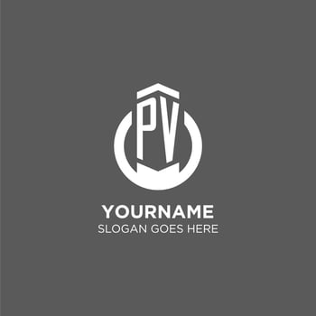 Initial PV circle round line logo, abstract company logo design ideas vector