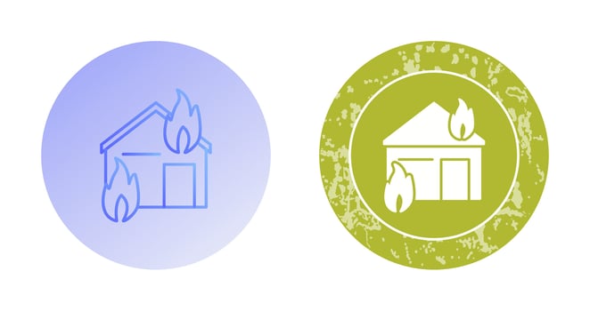 Unique Fire Consuming House Vector Icon