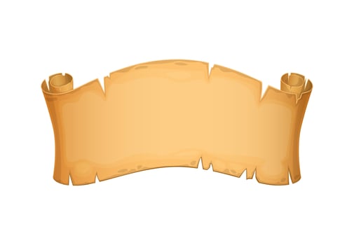 Ancient treasure map parchment, old paper scroll vector