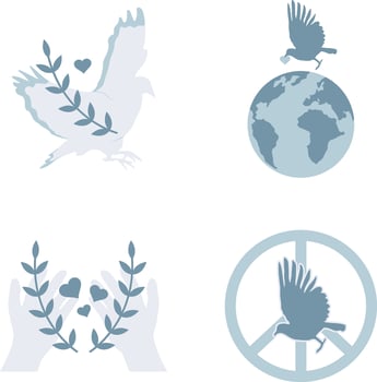 World Peace Day icon Collection. Isolated Vector. vector