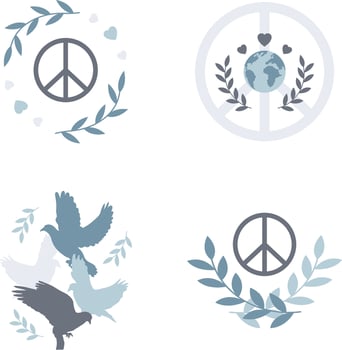 World Peace Day icon Collection. Isolated Vector. vector