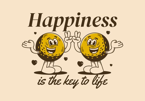 Happiness is the key to life. Mascot character illustration of golf ball with happy face vector