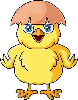 Cute little chick cartoon with cracked egg vector