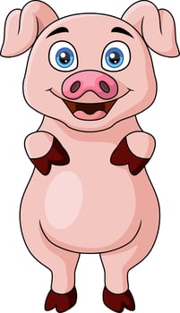 Cute little pig cartoon on white background vector