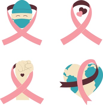 World Cancer Free Day Icon With Flat Design. Isolated Vector Set.