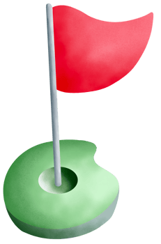 The golf hole represents the finish line of this sport. png
