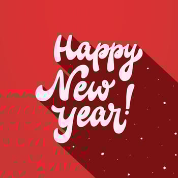 Happy New year vintage lettering quote on red background decorated with stars for greeting cards, posters, prints, banners, invitations, signs, sublimations, etc. EPS 10 vector