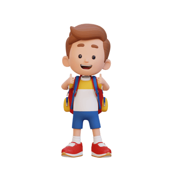 3D kid character give a thumbs up with cute happy face png